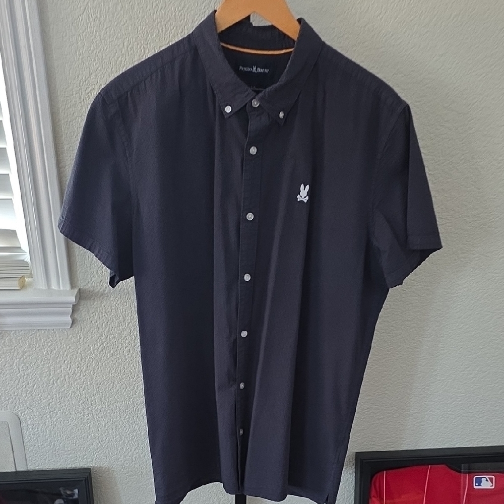 Psycho Bunny Men's Dark Blue Button Down Shirt